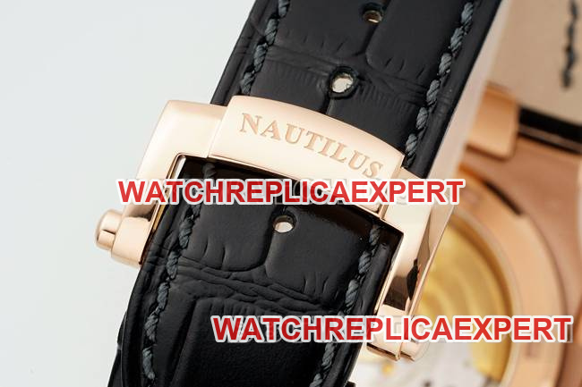 top-tier watch NautilusDDF factory Patek Philippeblack dial leather bracelet5711braceletlive photos