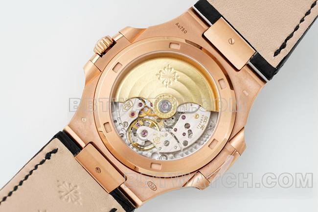 top-tier watch NautilusDDF factory Patek Philippeblack dial leather bracelet5711caseback live photo