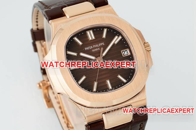 collectible watch NautilusDDF factory Patek Philippe brown plate leather bracelet5711front live photo