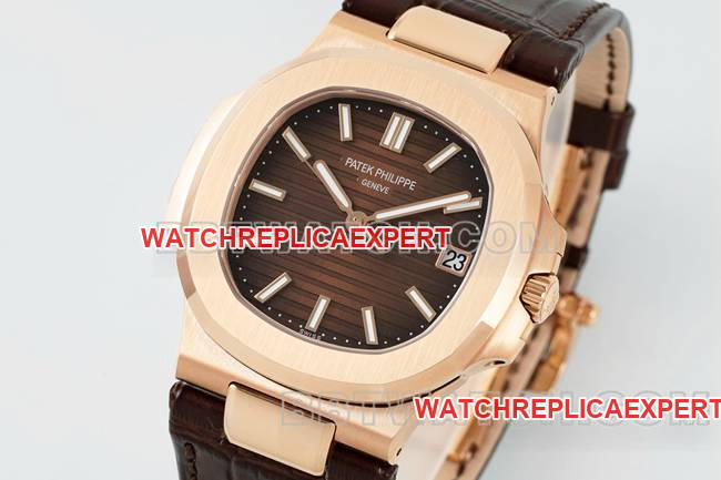 collectible watch NautilusDDF factory Patek Philippe brown plate leather bracelet5711front live photo