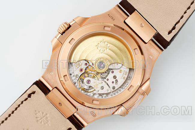 collectible watch NautilusDDF factory Patek Philippe brown plate leather bracelet5711caseback live photo