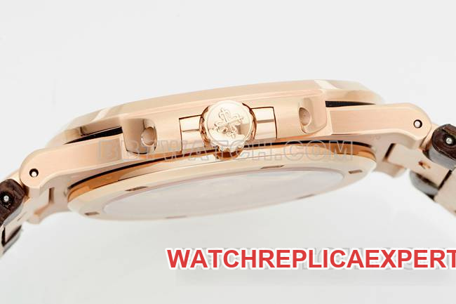 1:1replica watch NautilusDDF factory Patek Philippewhite dial leather bracelet5711side live photo
