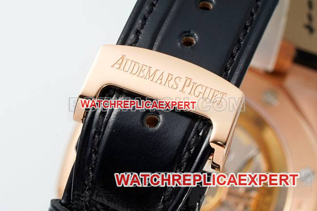 collectible watch Royal OakDDF factory Audemars Piguetblack dialrose gold4302 mechanical leather bracelet15510braceletlive photos