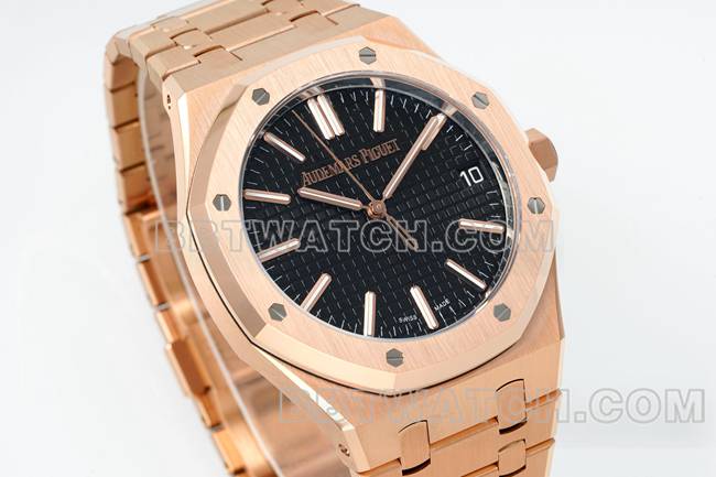 watch DDF factory Audemars PiguetRoyal Oakblack dialrose gold4302 mechanical 15510front live photo