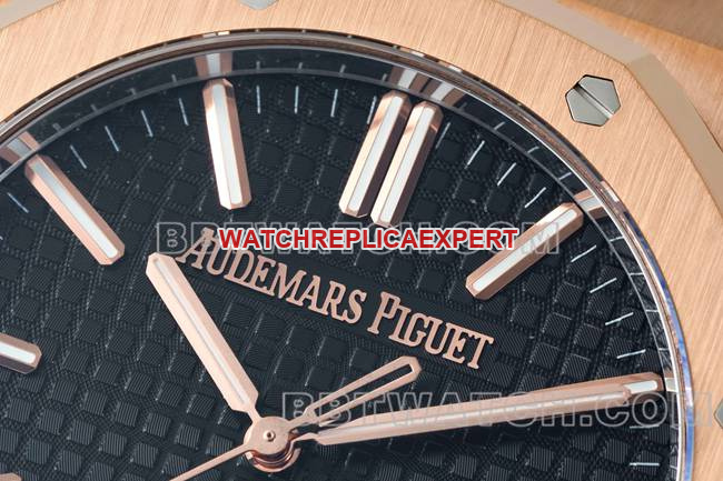 watch DDF factory Audemars PiguetRoyal Oakblack dialrose gold4302 mechanical 15510front live photo