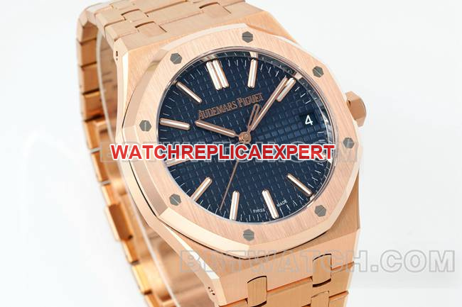 collectible watch DDF factory Audemars PiguetRoyal Oakblue dialrose gold4302 mechanical 15510front live photo
