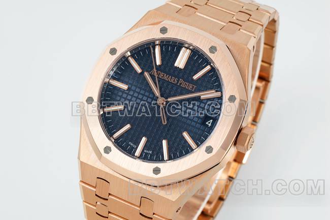 collectible watch DDF factory Audemars PiguetRoyal Oakblue dialrose gold4302 mechanical 15510front live photo