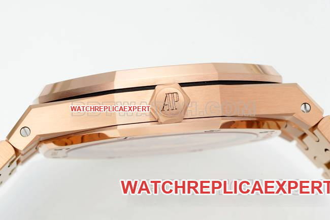 collectible watch DDF factory Audemars PiguetRoyal Oakblue dialrose gold4302 mechanical 15510side live photo