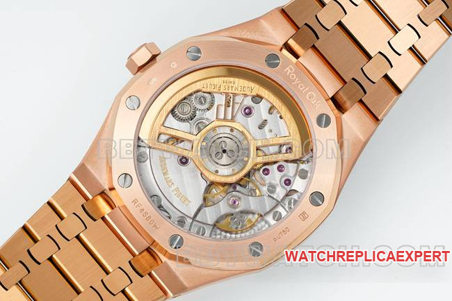 collectible watch DDF factory Audemars PiguetRoyal Oakblue dialrose gold4302 mechanical 15510caseback live photo
