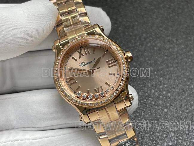 1:1replica watch YF factory ChopardHAPPY SPORTrose gold plate diamond bezel2892 mechanical front live photo