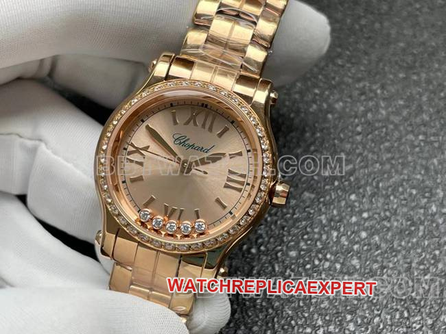 1:1replica watch YF factory ChopardHAPPY SPORTrose gold plate diamond bezel2892 mechanical front live photo