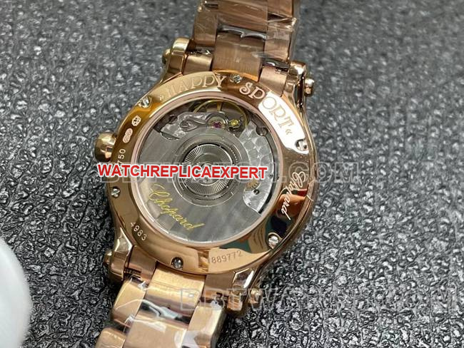 watch YF factory ChopardHAPPY SPORTrose gold plate 2892 mechanical caseback live photo