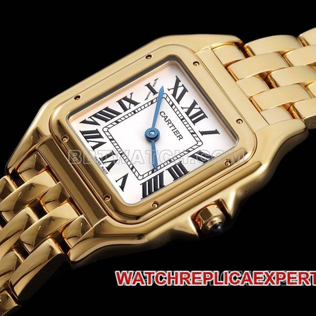 top-tier watch cheetah BBa factory Cartierwhite dialyellow goldsteel braceletquartzfront live photo