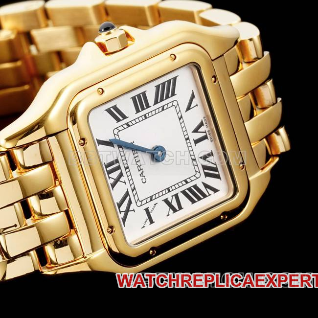 top-tier watch cheetah BBa factory Cartierwhite dialyellow goldsteel braceletquartzfront live photo