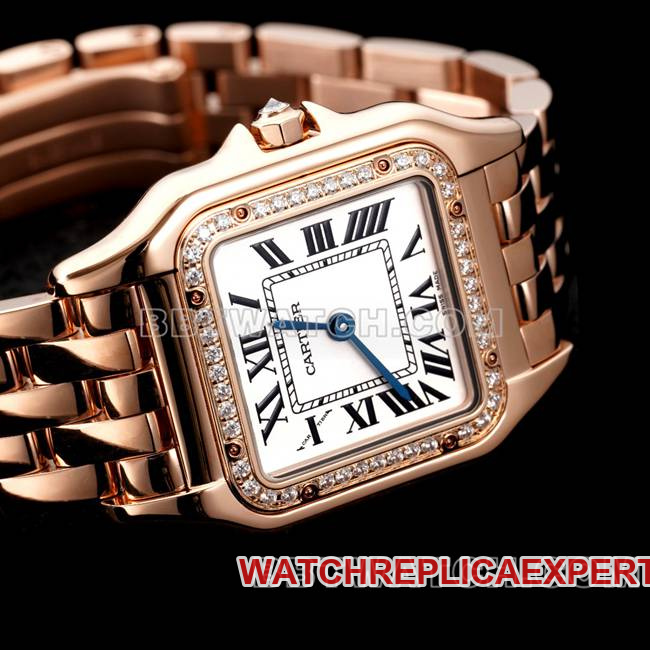 1:1replica watch cheetah BBa factory Cartierrose goldwhite dialdiamond bezelsteel braceletquartzfront live photo