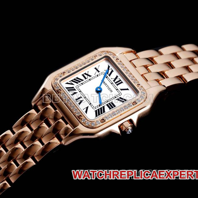 1:1replica watch cheetah BBa factory Cartierrose goldwhite dialdiamond bezelsteel braceletquartzfront live photo