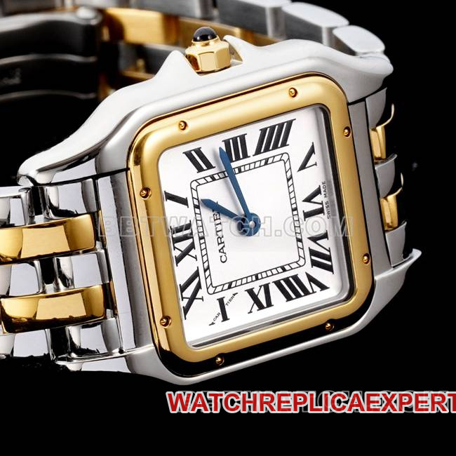 watch cheetah BBa factory Cartierwhite dial yellow goldsteel braceletquartzfront live photo