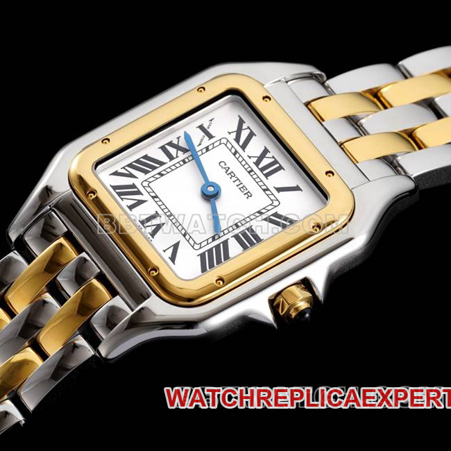 watch cheetah BBa factory Cartierwhite dial yellow goldsteel braceletquartzfront live photo