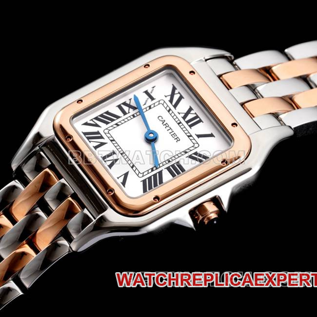 collectible watch cheetah BBa factory Cartierwhite dial rose goldsteel braceletquartzfront live photo