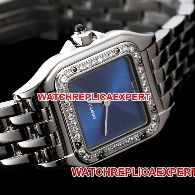 top-tier watch BBa factory cheetah Cartierblue dialdiamond bezelsteel braceletquartzfront live photo