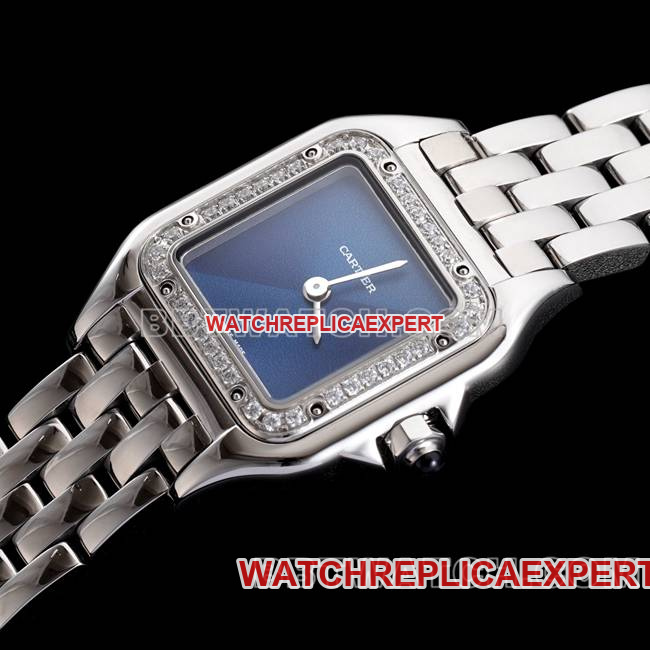 top-tier watch BBa factory cheetah Cartierblue dialdiamond bezelsteel braceletquartzfront live photo