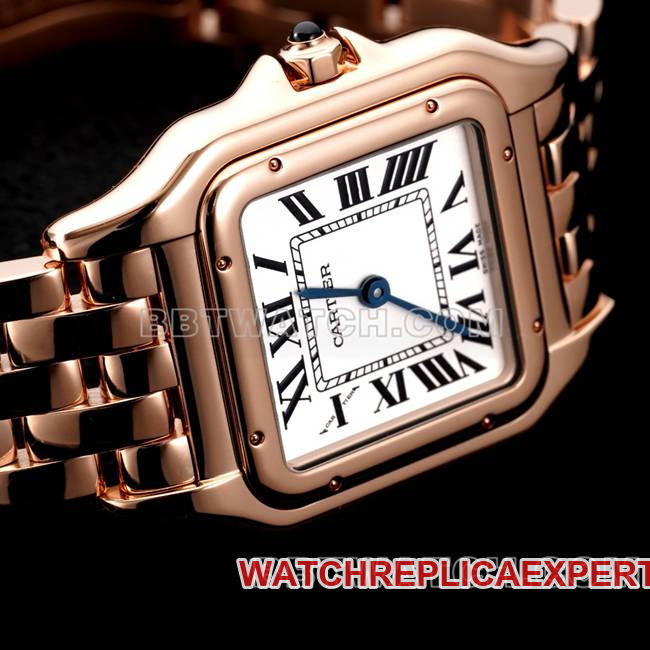 watch BBa factory cheetah Cartierwhite dialrose goldsteel braceletquartzfront live photo
