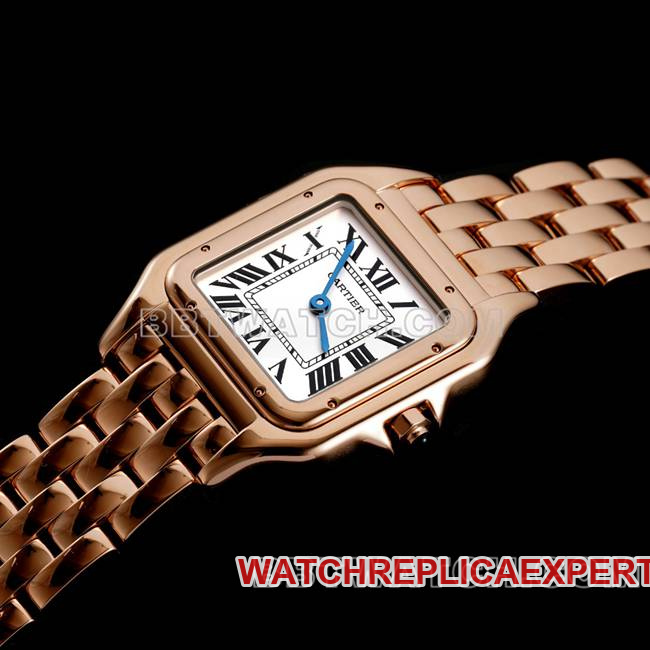 watch BBa factory cheetah Cartierwhite dialrose goldsteel braceletquartzfront live photo