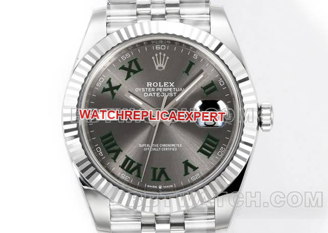 Watch JF Factory Log Rolex Gray Dial Roman Numeral 3235 Mechanical 41mm front live photo