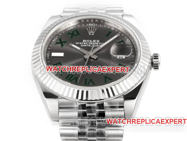 Watch JF Factory Log Rolex Gray Dial Roman Numeral 3235 Mechanical 41mm front live photo