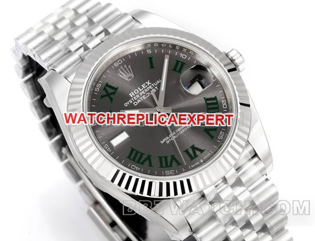 Watch JF Factory Log Rolex Gray Dial Roman Numeral 3235 Mechanical 41mm front live photo