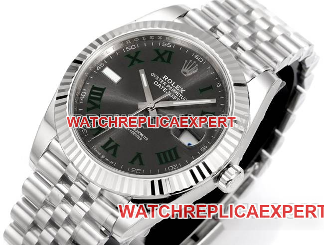 Watch JF Factory Log Rolex Gray Dial Roman Numeral 3235 Mechanical 41mm front live photo