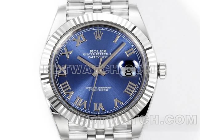 collectible watch log JF factory Rolexblue dial Roman numeral 3235 mechanical 41mm front live photo