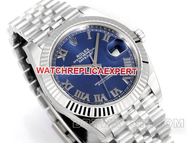 collectible watch log JF factory Rolexblue dial Roman numeral 3235 mechanical 41mm front live photo