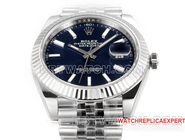watch log JF factory Rolex deep blue dial3235 mechanical 41mm front live photo