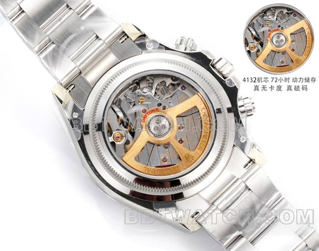 collectible watch JF factory DaytonaRolexblack dial4132 mechanical 40mm caseback live photo