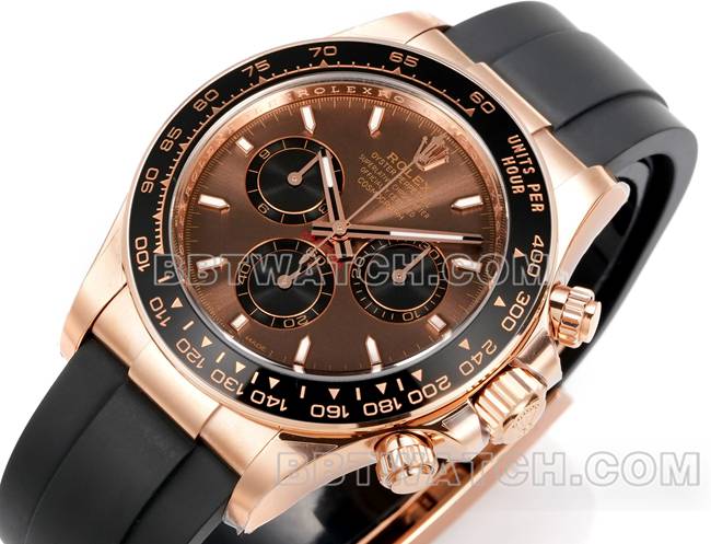 top-tier watch DaytonaJF factory Rolex brown disk rose gold4131 mechanical rubber braceletfront live photo