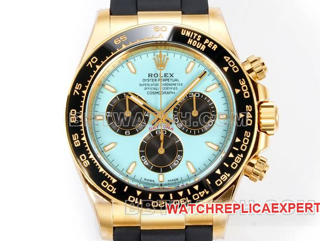 collectible watch DaytonaJF factory Rolex ice blue dialyellow gold4131 mechanical rubber braceletfront live photo