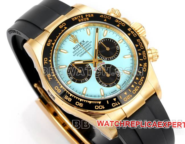 collectible watch DaytonaJF factory Rolex ice blue dialyellow gold4131 mechanical rubber braceletfront live photo