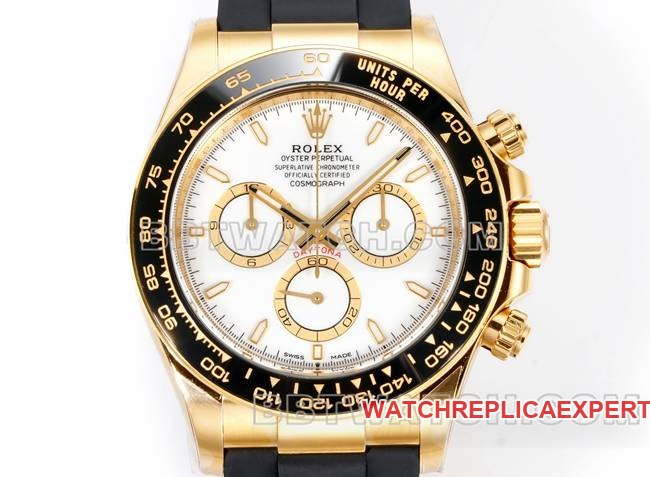 1:1replica watch DaytonaJF factory Rolexwhite dialyellow gold4131 mechanical rubber braceletfront live photo