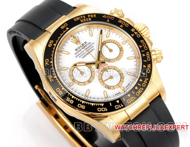 1:1replica watch DaytonaJF factory Rolexwhite dialyellow gold4131 mechanical rubber braceletfront live photo