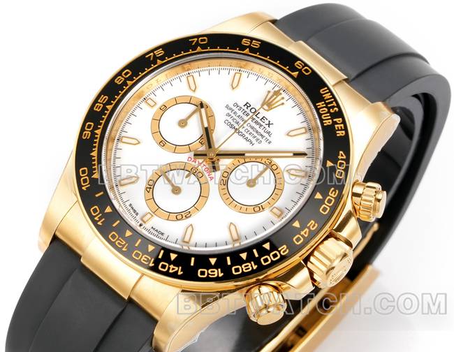 1:1replica watch DaytonaJF factory Rolexwhite dialyellow gold4131 mechanical rubber braceletfront live photo
