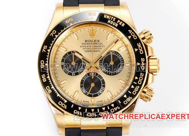 collectible watch DaytonaJF factory Rolex gold plate yellow gold case 4131 mechanical rubber braceletfront live photo