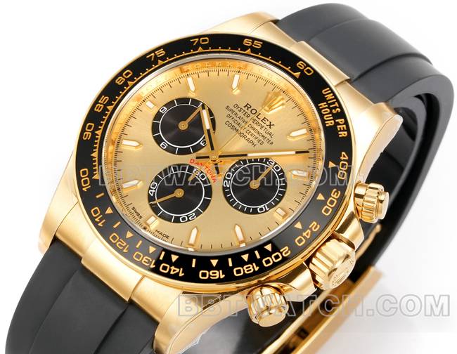 collectible watch DaytonaJF factory Rolex gold plate yellow gold case 4131 mechanical rubber braceletfront live photo