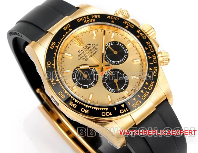 collectible watch DaytonaJF factory Rolex gold plate yellow gold case 4131 mechanical rubber braceletfront live photo