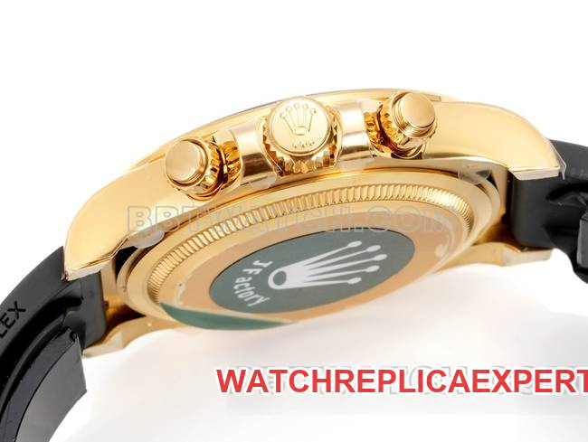 collectible watch DaytonaJF factory Rolex gold plate yellow gold case 4131 mechanical rubber braceletside live photo