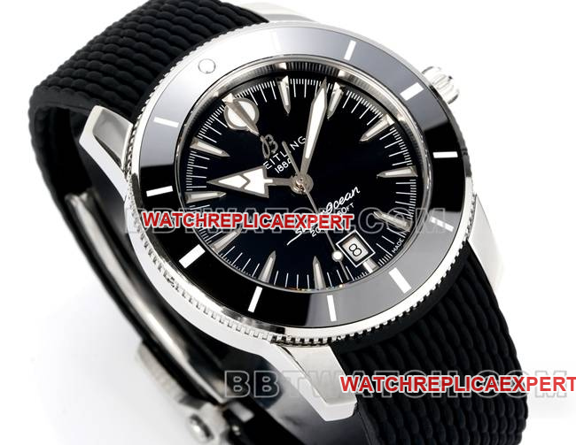 Watch Super Ocean Culture BLS Factory Breitlingblack Dial Rubber Braceletfront Live Photo