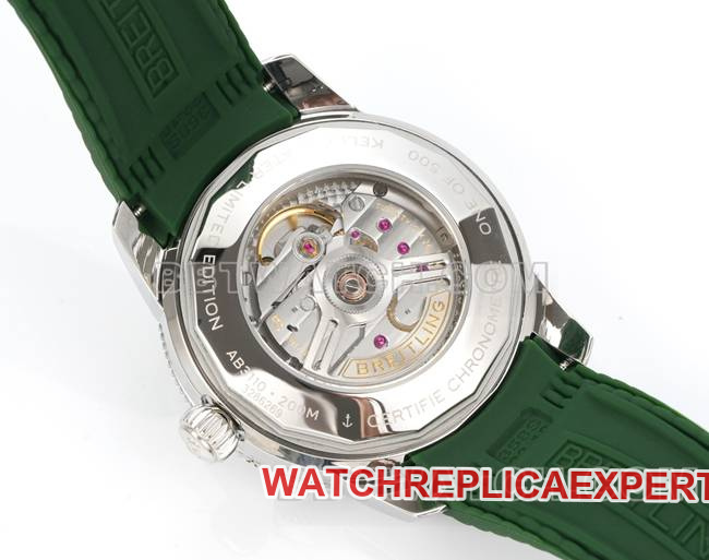 collectible watch superocean culture BLS factory Breitlinggreen dial rubber braceletcaseback live photo