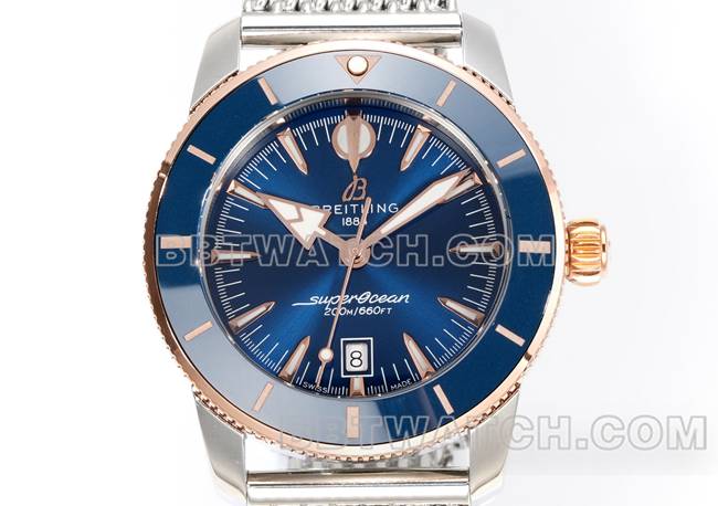 collectible watch BLS factory super ocean culture Breitlingblue dialrose gold steel braceletfront live photo