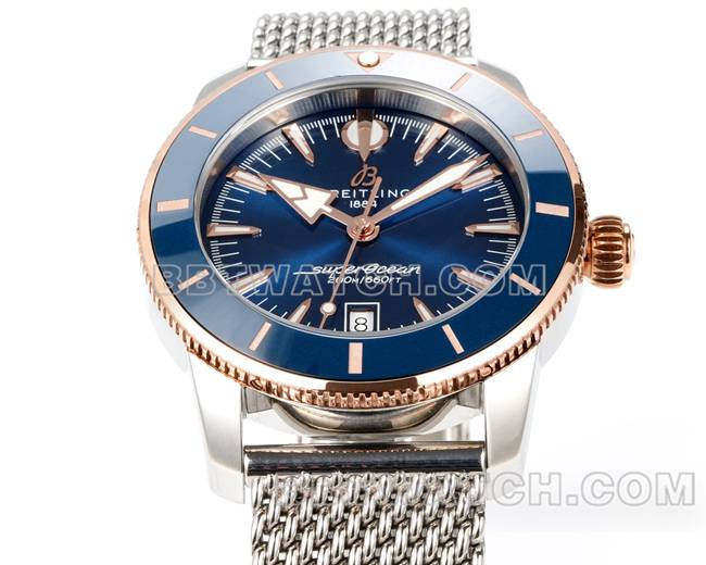 collectible watch BLS factory super ocean culture Breitlingblue dialrose gold steel braceletfront live photo