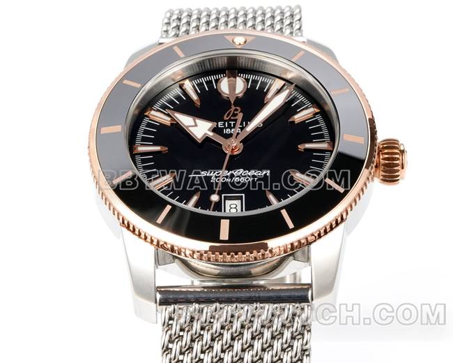 1:1replica watch BLS factory super ocean culture Breitlingblack dialrose gold steel braceletfront live photo